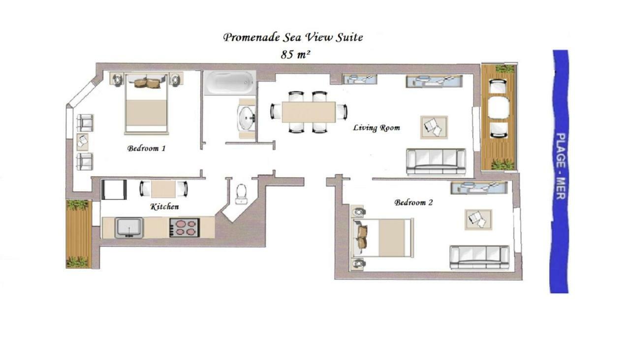 ניס Sea Front Suite - Panoramic View With Terrace - 85 M מראה חיצוני תמונה